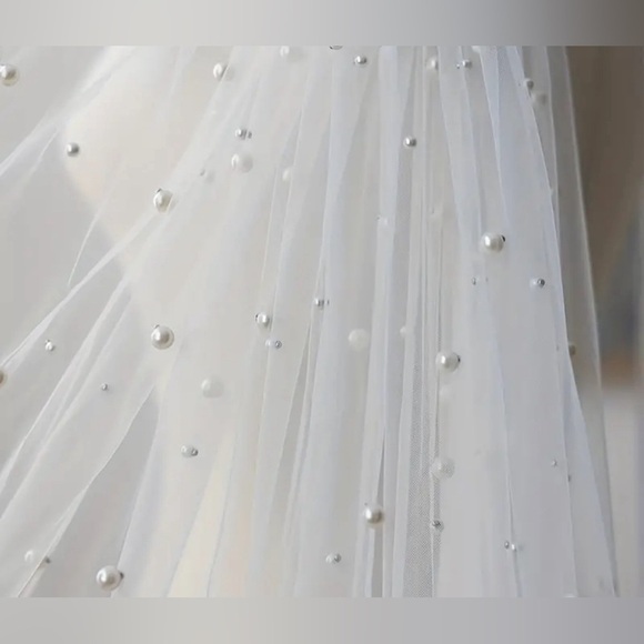 Bridal Wings / Cape / Veil White with pearls New - Picture 3 of 6